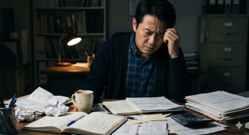 資金繰りに悩む中小企業経営者のイメージ